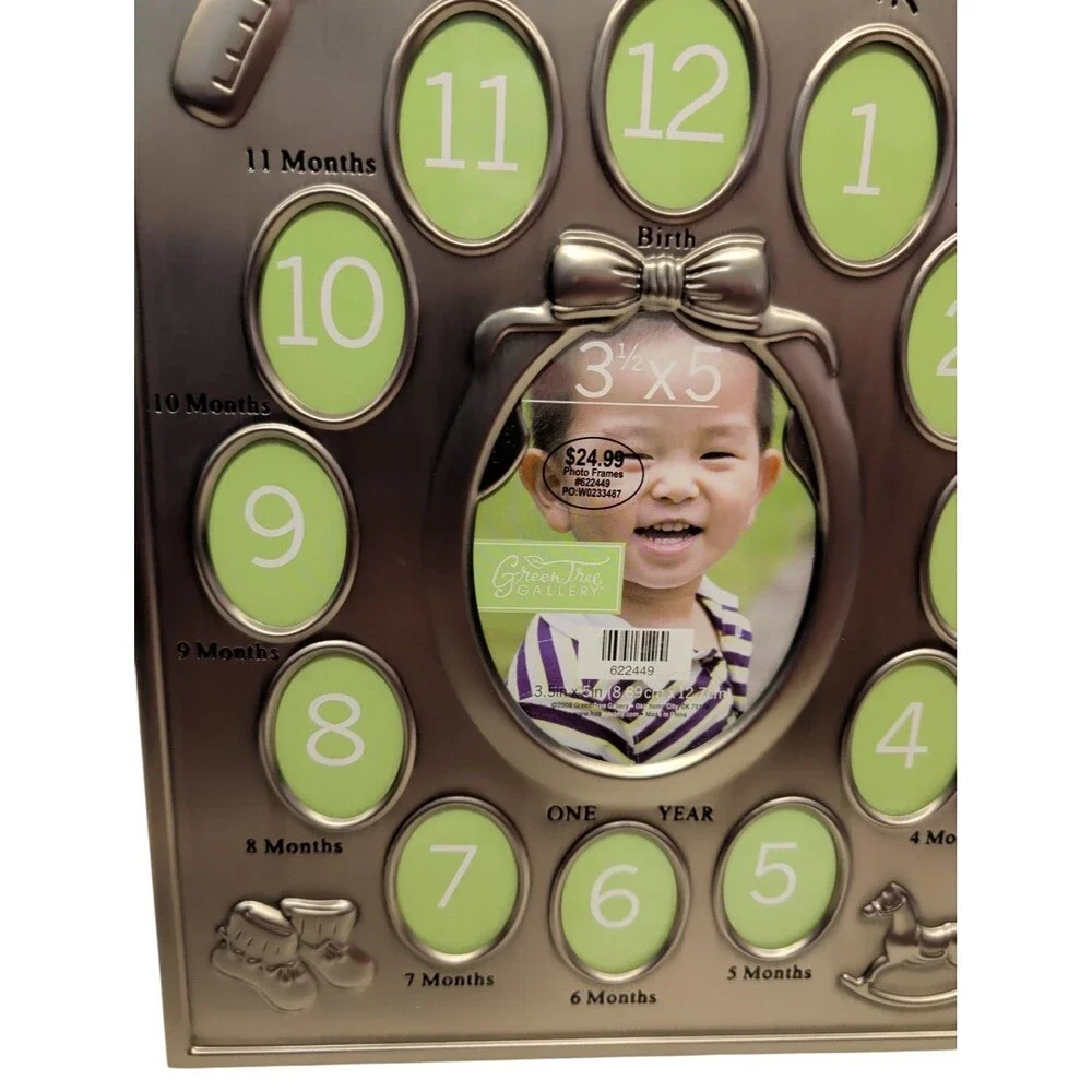 Green Tree Gallery My First Year Silver Metal Picture Frame 11”x9” Beautiful New